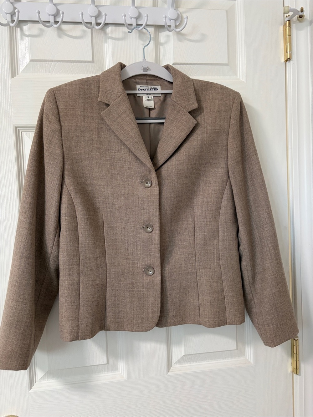Pendleton Taupe Tailored Three-Button Blazer